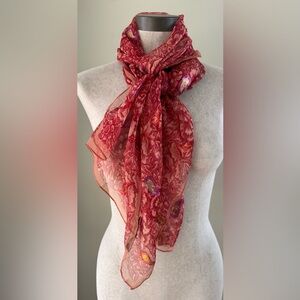 Sheer Patterned 💯 Silk Scarf